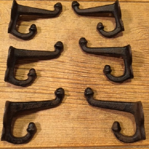 One (1) Cast Iron Black Double Acorn Wall Hooks 3" Deep One (1) 0170-531705 B - Picture 9 of 16